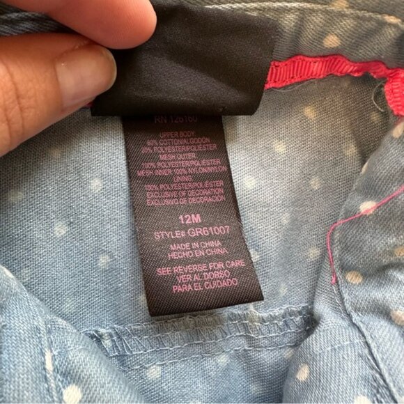 Girls Rule | Chambray Polka Dot & Tulle Twirl Dress | Size 12 Months - Picture 9 of 9